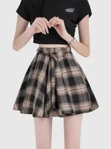 StyleCast Checked A-Line Midi Skirt