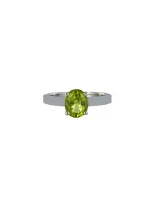GenZcomplex Men Silver-Plated Peridot Studded Finger Ring