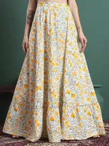 KALINI Floral Printed Flared Maxi Skirt