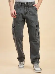 STUDIO NEXX Men Straight Fit Mid-Rise Cotton Cargo Style Jeans