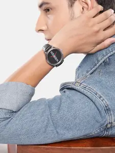 WROGN Men Brass Printed Dial & Leather Straps Analogue Chronograph Watch