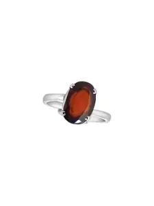 GenZcomplex Men Garnet Silver-Plated Alloy Ethnic Finger Ring