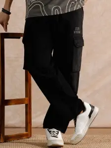 WROGN Men Comfort Straight Fit Mid-Rise Pure Cotton Cargo Style Jeans