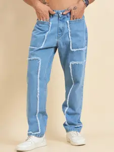 STUDIO NEXX Men Straight Fit Mid-Rise Frayed Denim Jeans