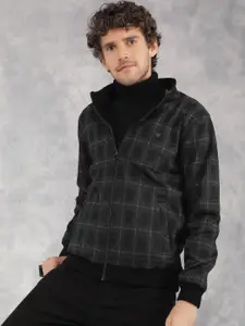 Crimsoune Club Checked Mock Collar Lightweight Bomber Jacket