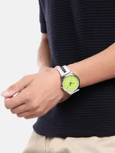 WROGN Men Brass Dial & Leather Straps Analogue Chronograph Watch