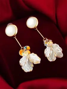 aadita Gold-Plated Artificial Beaded Circular Drop Earrings