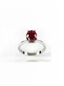 GenZcomplex Silver-Plated Brass Garnet Finger Ring
