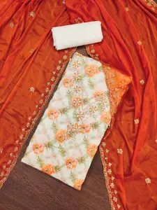 KIMISHA Floral Printed Beads And Stones Unstitched Dress Material