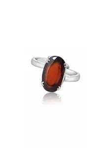 GenZcomplex Silver-Plated Alloy Garnet Finger Ring