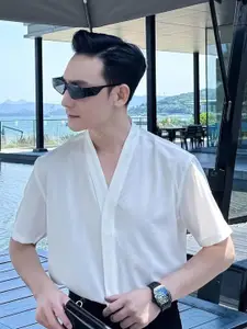 StyleCast x Revolte Collarless Short Sleeves Shirt