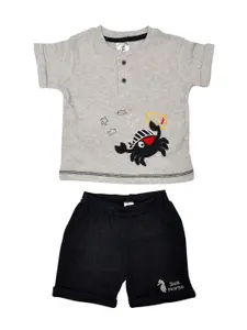 BIO FASHION Boys Embroidered Short Sleeves Pure Cotton T-shirt With Shorts