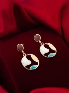 aadita Gold-Plated Circular Drop Earrings