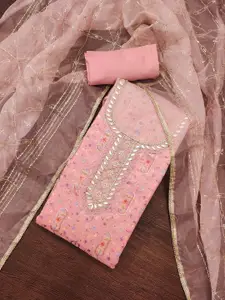 KIMISHA Embellished Organza Unstitched Dress Material