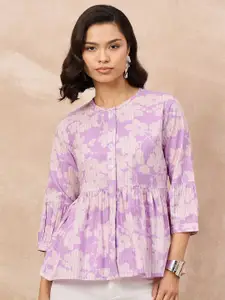 all about you Floral Print Pure Cotton Shirt Style Top