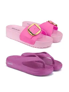 BERSACHE Women Pack Of 2 Rubber Flip Flops