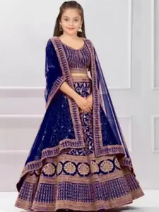 F Plus Fashion Girls Embellished Semi-Stitched Lehenga & Unstitched Blouse With Dupatta