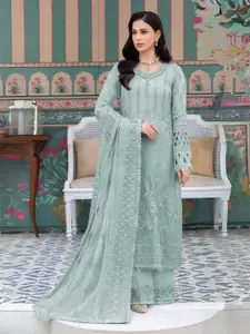 ODETTE Floral Embroidered Thread Work Georgette Semi-Stitched Dress Material