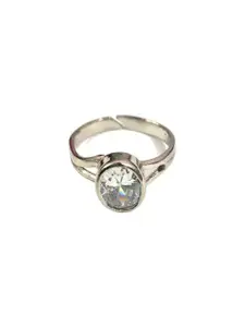 GenZcomplex Unisex Rhodium-Plated Zircon Stone Studded Finger Ring