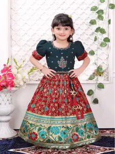Lagorii Girls Embroidered Beads and Stones Silk Ready to Wear Lehenga & Blouse