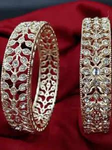 T4 JEWELS Gold Plated Kundan Studded Bangles