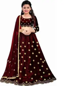 F Plus Fashion Girls Embroidered Semi-Stitched Lehenga & Unstitched Blouse With Dupatta