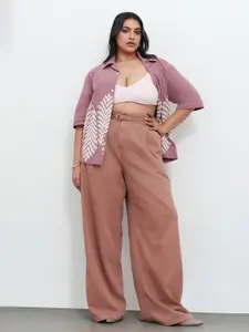 FREAKINS Women Curve Dusty Pink Belted Straight Jeans