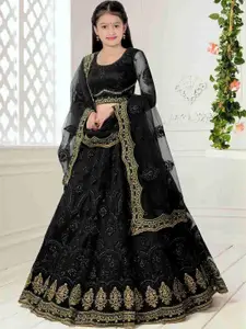 F Plus Fashion Girls Embellished Semi-Stitched Lehenga Set With Dupatta