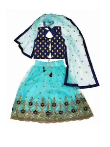 F Plus Fashion Girls Semi-Stitched Lehenga & Unstitched Blouse Net