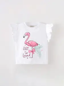 INCLUD Girls Printed Flutter Sleeves Top