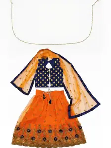 F Plus Fashion Girls Embroidered Semi-Stitched Lehenga & Unstitched Blouse With Dupatta