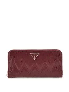 GUESS Women Geometric Textured Quilted Zip Around Wallet