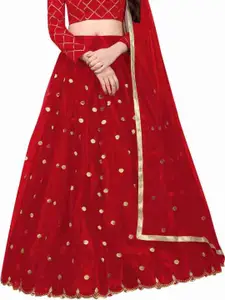 F Plus Fashion Girls Semi-Stitched Lehenga Set With Dupatta