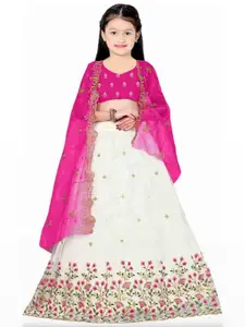 F Plus Fashion Girls Embellished Semi-Stitched Lehenga & Blouse With Dupatta Set