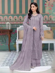 ODETTE Floral Embroidered Thread Work Georgette Semi-Stitched Dress Material