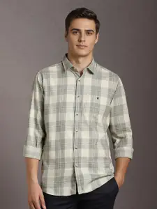 Louis Philippe Sport Slim Fit Tartan Checked Spread Collar Cotton Casual Shirt