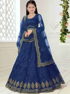 F Plus Fashion Girls Embroidered Thread Work Semi-Stitched Lehenga & Blouse With Dupatta