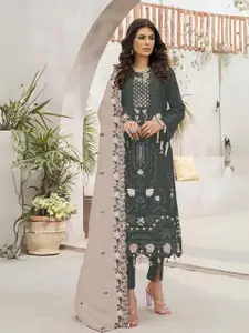 ODETTE Floral Embroidered Semi-Stitched Dress Material