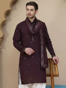 Jompers Men Ethnic Motifs Embellished Chikankari Kurta