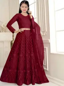 F Plus Fashion Girls Semi-Stitched Lehenga & Unstitched Blouse Net