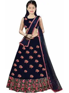 F Plus Fashion Girls Semi-Stitched Lehenga & Unstitched Blouse Satin