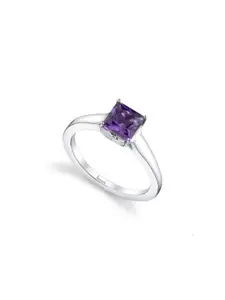 GenZcomplex Rhodium-Plated Brass Amethyst Finger Ring