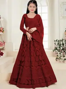 F Plus Fashion Girls Embroidered Semi-Stitched Lehenga & Unstitched Blouse With Dupatta