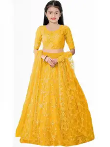 F Plus Fashion Girls Embroidered Thread Work Semi-Stitched Lehenga & Unstitched Blouse With Dupatta