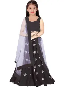 F Plus Fashion Girls Semi-Stitched Lehenga Set With Dupatta