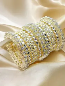 T4 JEWELS Gold Plated Kundan Studded Bangles