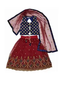 F Plus Fashion Girls Embellished Semi-Stitched Lehenga & Unstitched Blouse With Dupatta