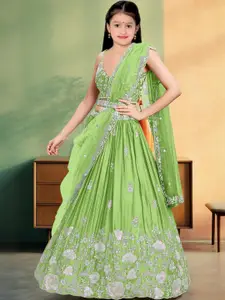 F Plus Fashion Girls Embellished Lehenga & Blouse With Dupatta