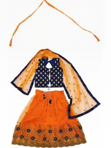 F Plus Fashion Girls Thread Work Semi-Stitched Lehenga & Unstitched Blouse With Dupatta