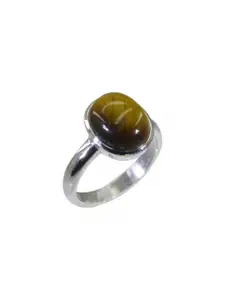 GenZcomplex Silver-Plated Chopra Gemstone Studded Finger Ring